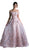 Cinderella Divine - 7051 Floral Applique Off-Shoulder Dress In Pink