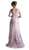 Cinderella Divine - 7051 Floral Applique Off-Shoulder Dress In Pink
