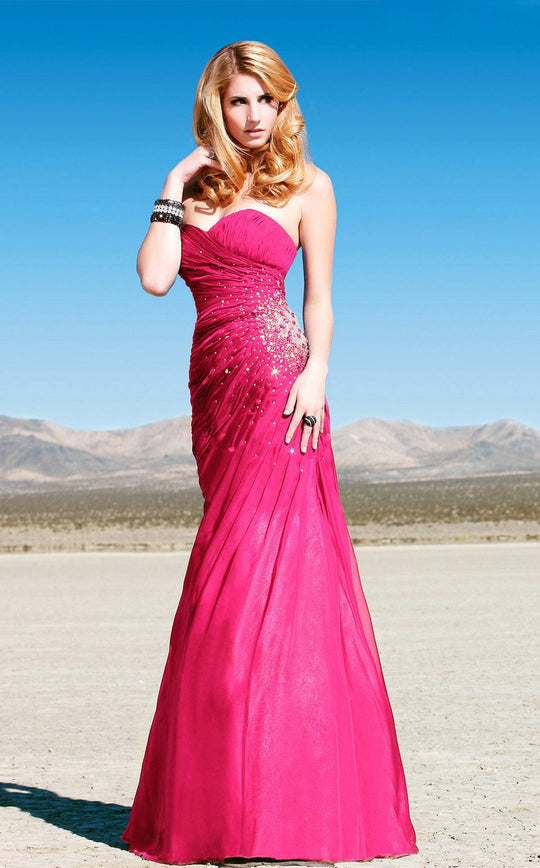 MNM Couture - 7056 Strapless Pleated Bodice Gown In Pink