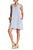 Nina Leonard - L5888A Printed V-neck A-line Dress in Blue and White