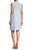 Nina Leonard - L5888A Printed V-neck A-line Dress in Blue and White