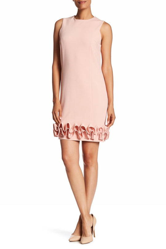 Nina Leonard - L5006A Ruffled Hem Sheath Dress in Pink
