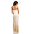 Johnathan Kayne - 7070 Embellished V-neck Sheath Dress in White and Gold