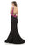 Johnathan Kayne - 7083 Lace V-neck Mermaid Dress in Black and Pink