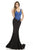 Johnathan Kayne - 7083 Lace V-neck Mermaid Dress in Black and Blue