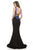 Johnathan Kayne - 7083 Lace V-neck Mermaid Dress in Black and Blue