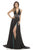 Johnathan Kayne - 7086 Deep Halter Charmeuse A-line Gown in Black