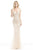 Johnathan Kayne - 7087 Beaded Mesh Godet Gown in Neutral
