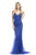 Johnathan Kayne - 7087 Beaded Mesh Godet Gown in Blue