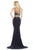 Johnathan Kayne - 7088 Two-Piece Opulent Crop Top Slit Gown in Blue