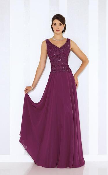 Cameron Blake - 116654 Embellished Chiffon A-line Dress - 2 Pcs Dark Raspberry in Size 6 and 8 Available