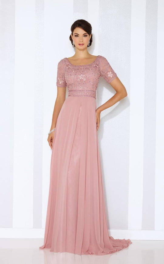 Cameron Blake - Chiffon A-Line Gown in Pink