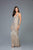 Scala - 48951 Embellished Plunging V-neck Sheath Dress In Gray and Silver