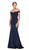 Eureka Fashion - 7100 Off Shoulder Lace Appliqued Jersey Mermaid Gown