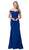 Eureka Fashion - 7100 Off Shoulder Lace Appliqued Jersey Mermaid Gown