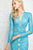 Angela & Alison - 71005 V-Neck Lace and Illusion Evening Gown In Blue