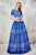 Angela & Alison - 71008 Laced Two-Piece A-line Evening Gown In Blue