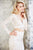 Angela & Alison - 71016 Lace Deep V-neck Sheath Dress In White