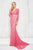Angela & Alison - 71016 Lace Deep V-neck Sheath Dress
