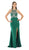 Poly USA - 7102 Adorned Illusion Jewel High Slit Gown in Green
