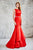 Angela & Alison - 71021 Bateau Neck Trumpet Evening Gown In Red