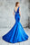 Angela & Alison - 71021 Bateau Neck Trumpet Evening Gown In Blue