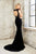 Angela & Alison - 71028 Cap Sleeves Lace Sheath Gown In Black