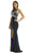 Poly USA - 7102 Adorned Illusion Jewel High Slit Gown in Black