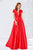 Angela & Alison - 71043 Deep V-Neck Beaded Sleek Ballgown In Red
