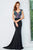 Angela & Alison - 71045 Beaded Deep V-neck Sheath Gown In Black