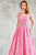 Angela & Alison - 71046 Bedazzled V-neck Ballgown In Pink