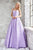 Angela & Alison - 71048 Slim Straps Floral Festooned Ballgown In Purple