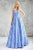 Angela & Alison - 71048 Slim Straps Floral Festooned Ballgown In Blue