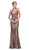 Eureka Fashion - 7105 Sequined Halter Trumpet Dress in Brown