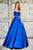 Angela & Alison - 71063 Scoop Neck A-line Evening Gown In Blue