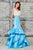 Angela & Alison - 71066A Ruffled V-neck Trumpet Dress  In White and Blue