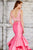 Angela & Alison - 71066A Ruffled V-neck Trumpet Dress  In Pink