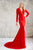 Angela & Alison - 71075 Deep V-neck Trumpet Dress In Red
