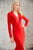 Angela & Alison - 71075 Deep V-neck Trumpet Dress In Red