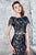 Angela & Alison - 71084 Two Piece Embroidered Trumpet Dress In Black and Neutral