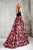 Angela & Alison - 71096 Embellished Halter Floral A-line Dress In Black and Floral