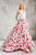 Angela & Alison - 71096 Embellished Halter Floral A-line Dress In White and Floral