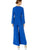 Taylor - 1140MJ V Neck Split Flared Long Sleeved Solid Jersey Jumpsuit In Blue
