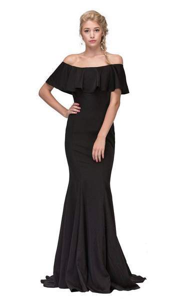 Eureka Fashion - Ruffle Paneled Off Shoulder Mermaid Gown 7113 - 1 pc Blush In Size L Available