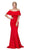 Eureka Fashion - 7113 Ruffle Paneled Off Shoulder Mermaid Gown In Red