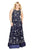 Kurves by Kimi - 71153L Sequined Scoop A Line Long Gown In Blue