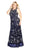 Kurves by Kimi - 71153L Sequined Scoop A Line Long Gown In Blue