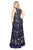 Kurves by Kimi - 71153L Sequined Scoop A Line Long Gown In Blue