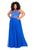 Kurves by Kimi - Bead Embellished Bateau Neck A-line Dress 71163 In Blue
