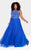 Kurves by Kimi - Bead Embellished Bateau Neck A-line Dress 71163 In Blue